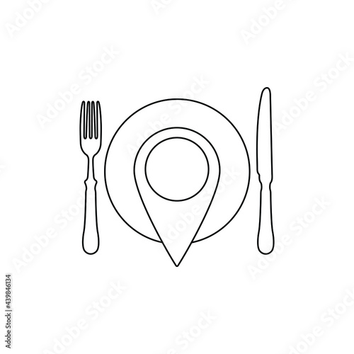 map pointer with  food icon. food sign 