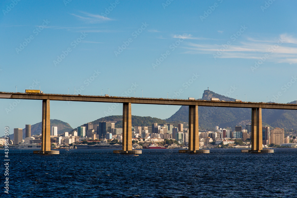 Rio - Niteroi Bridge Crossing Guanabara Bay and Rio de Janeiro City Behind With the Corcovado Mountain Rio - Niteroi Bridge Crossing Guanabara Bay and Rio de Janeiro City Behind With the Corcovado Mountain