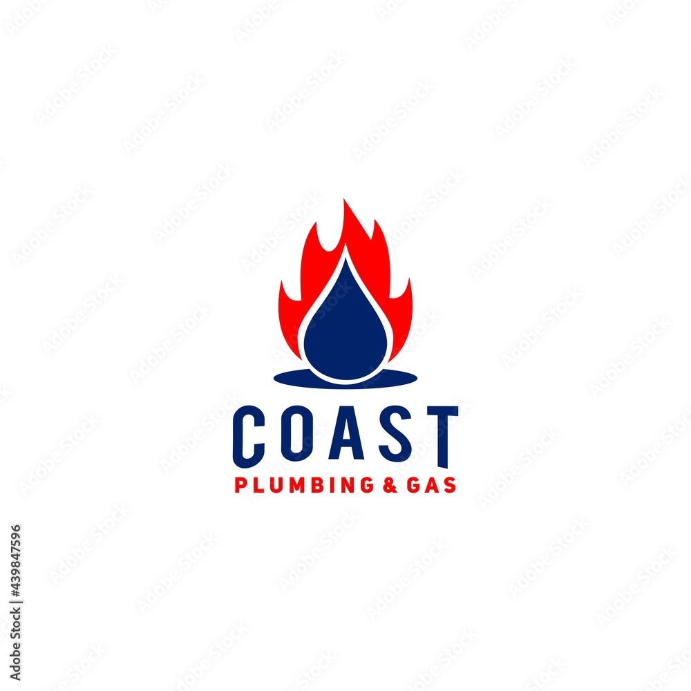 Coast Plumbing and Gas Logo Design Vector