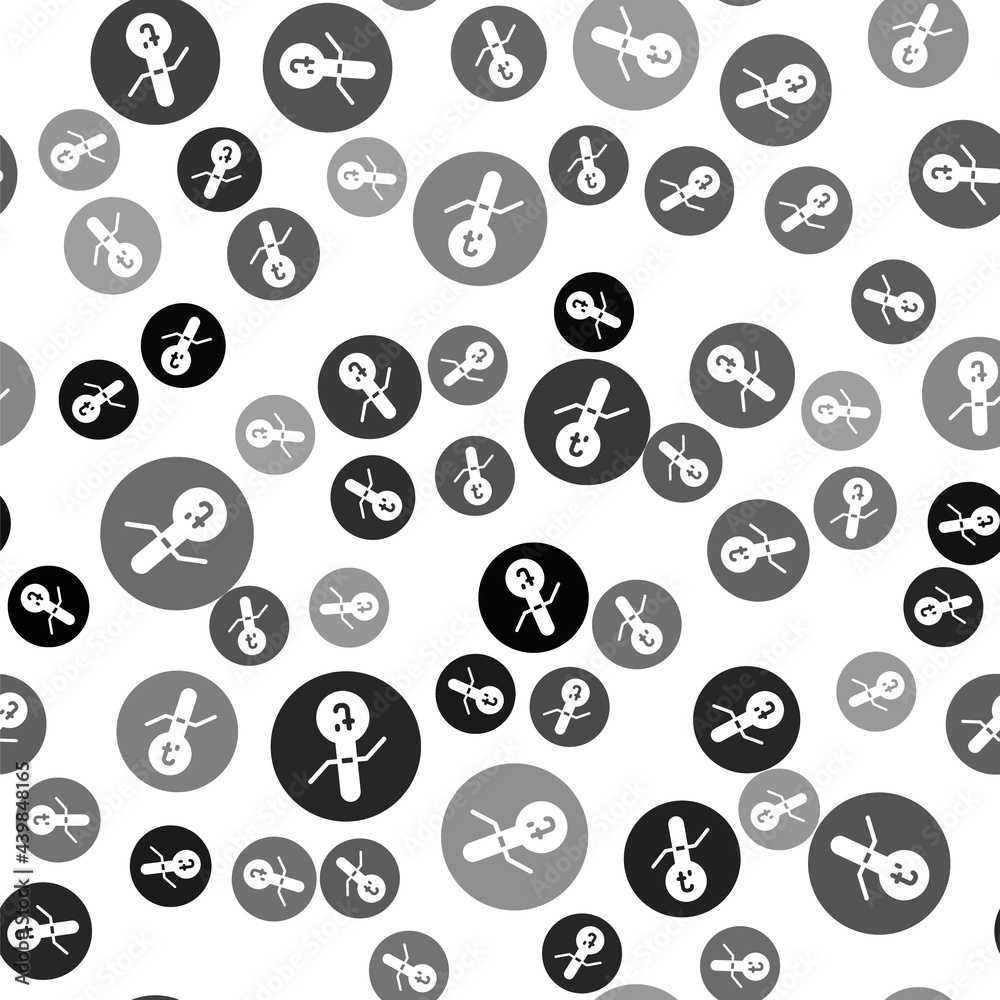 Black Meteorology thermometer measuring icon isolated seamless pattern on white background. Thermometer equipment showing hot or cold weather. Vector