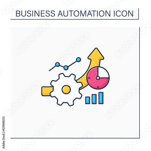 Greater productivity color icon. Improving product production process. Higher productivity. Business automation concept.Isolated vector illustration