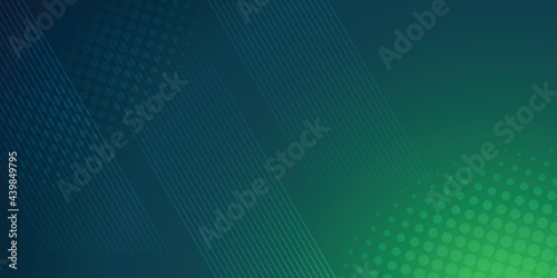 Green background in vector illustration with glow and movement, with parallel lines, bright geometric shape.