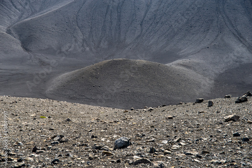 View of amazing Hverfjall volcanic crater in Iceland