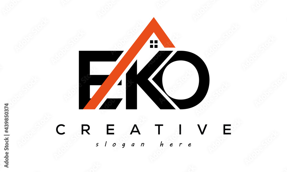 EKO letters real estate construction logo vector - obrazy, fototapety, plakaty 