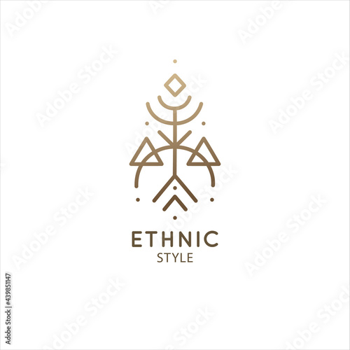 Vector logo of geometric elements template. Squire sacred symbol. Outline icon of abstract shapes