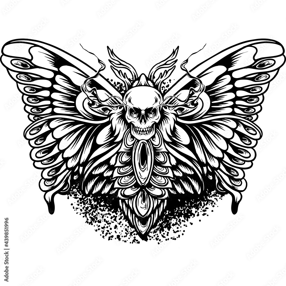 Fototapeta premium Butterfly With Skull Head Silhouette