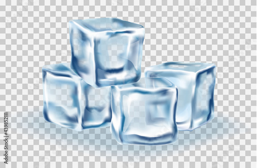 Ice Cubes Block concept on transparency background, realistic vector illustration