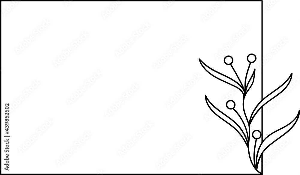 Wildflower Square frame line art illustration Wildflower Square frame line art illustration