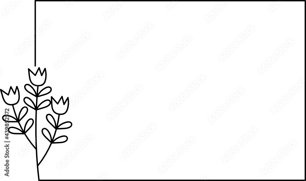 Fototapeta premium Wildflower Square frame line art illustration
