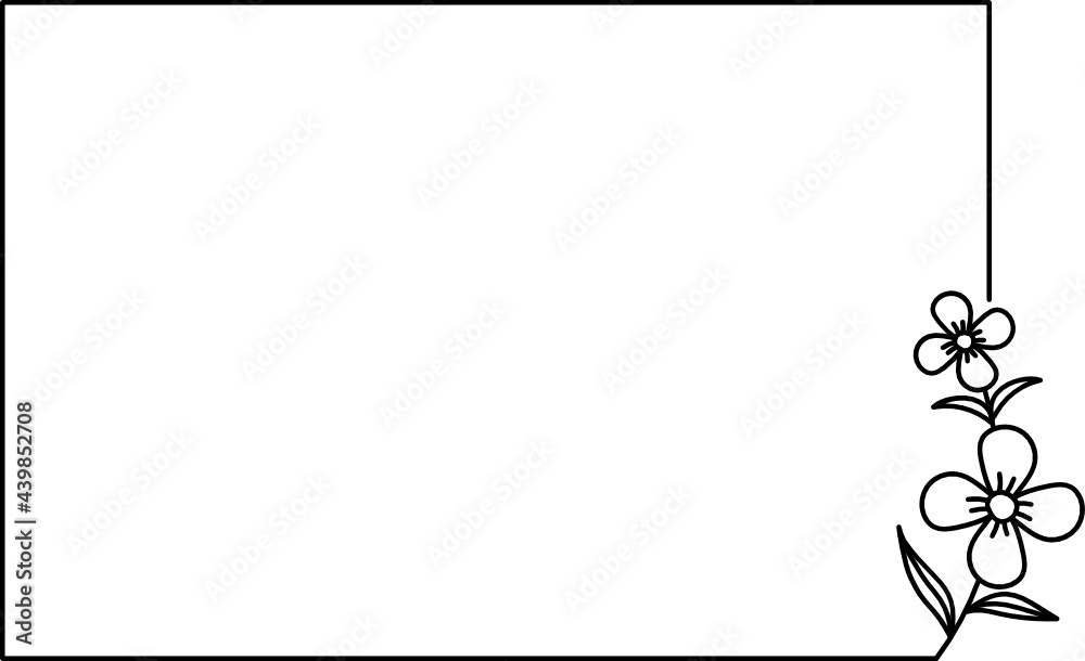 Obraz premium Wildflower Square frame line art illustration