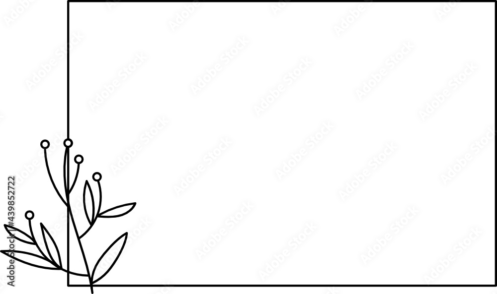 Fototapeta premium Wildflower Square frame line art illustration