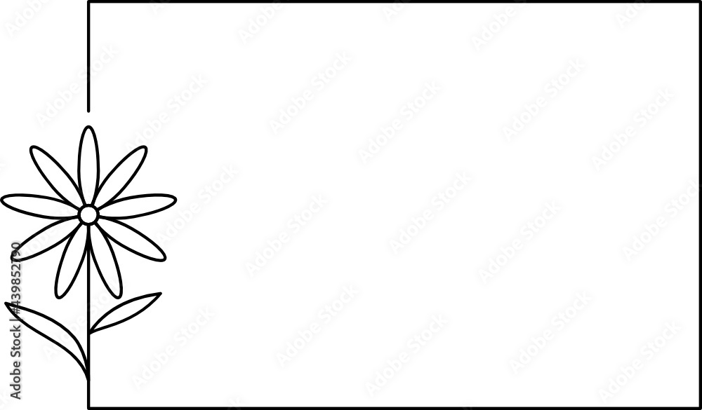 Fototapeta premium Wildflower Square frame line art illustration