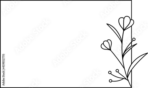 Wildflower Square frame line art illustration