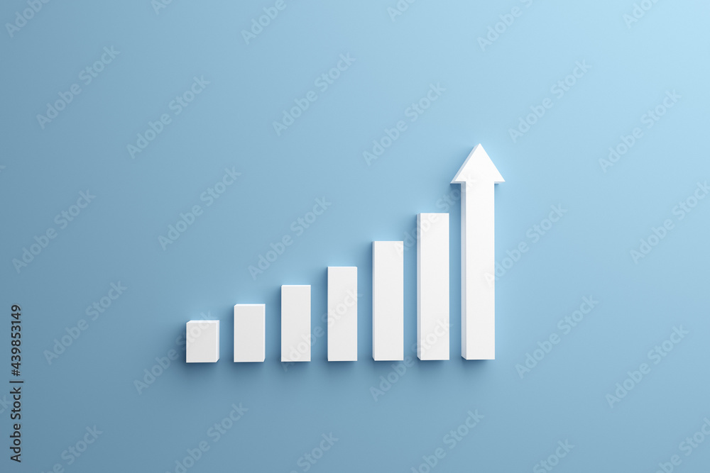 Business graph with arrow. 3d illustration. Business success concept. Business graph with arrow. 3d illustration. Business success concept.