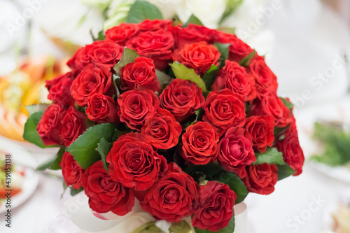 A large bouquet of red roses for a holiday