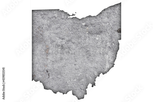 Karte von Ohio auf verwittertem Beton