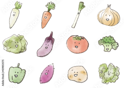 野菜 水彩 イラスト かわいい 自然 鉛筆