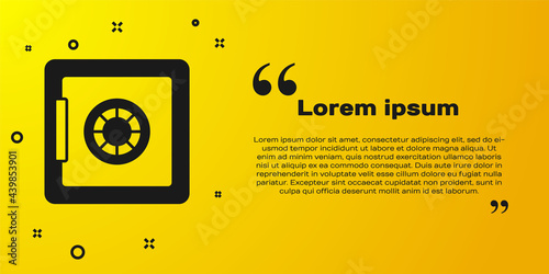 Black Safe icon isolated on yellow background. The door safe a bank vault with a combination lock. Reliable Data Protection. Vector