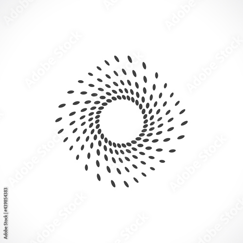 Black abstract vector circle frame halftone dots logo emblem design. Round border Icon using circle dots texture.Vector illustration EPS 10