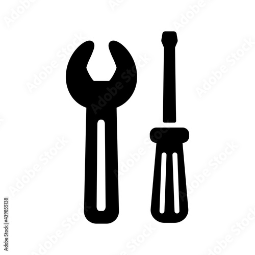 Screwdriver and wrench vector isolated glyph icon