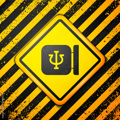 Black Psychology icon isolated on yellow background. Psi symbol. Mental health concept, psychoanalysis analysis and psychotherapy. Warning sign. Vector