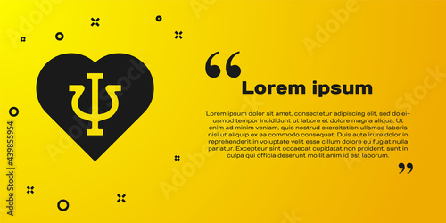 Black Psychology icon isolated on yellow background. Psi symbol. Mental health concept, psychoanalysis analysis and psychotherapy. Vector