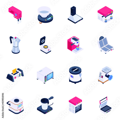 Pack of Appliances Isometric Icons 

