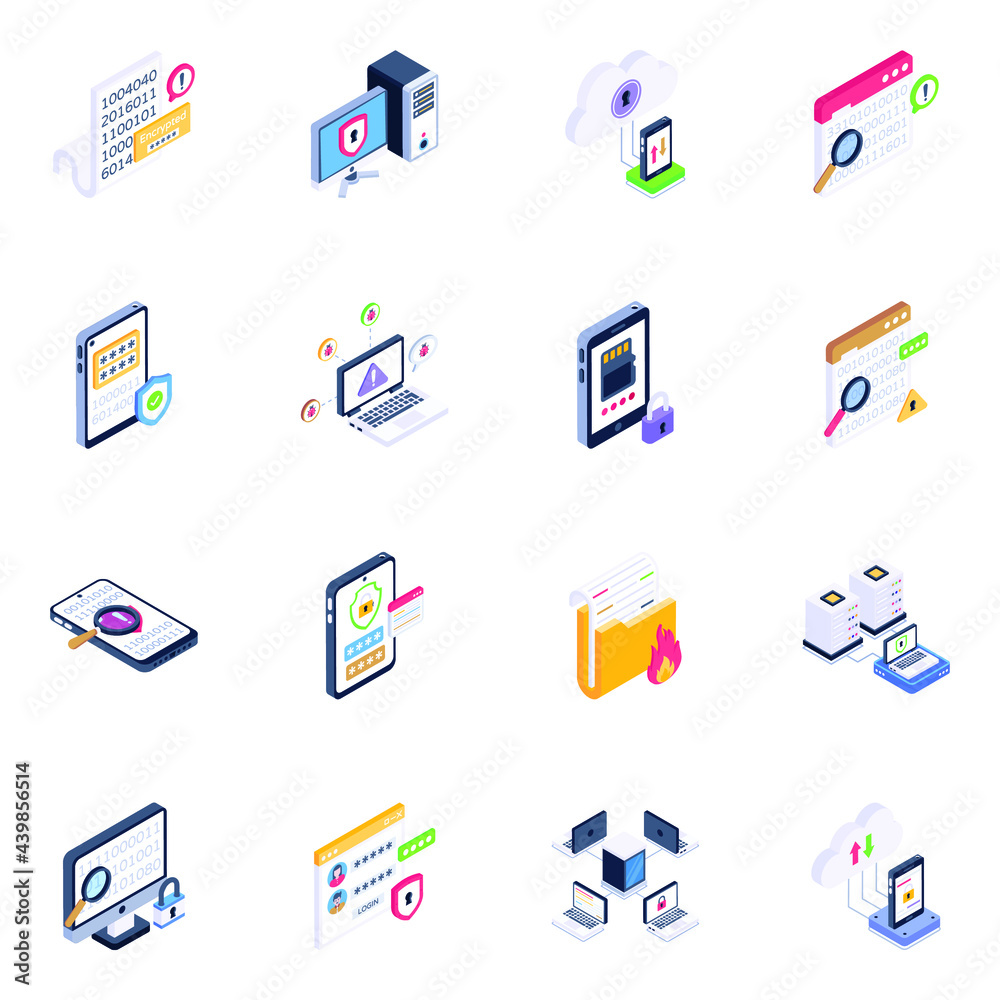 Set of Cybersecurity Isometric Icons
Set of Cybersecurity Isometric Icons