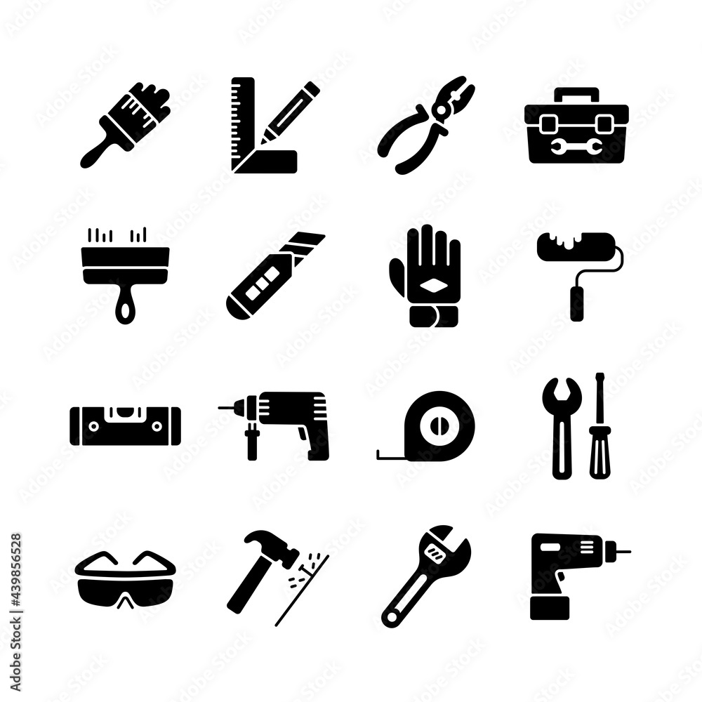 Building, construction and home repair tools icons Building, construction and home repair tools icons
