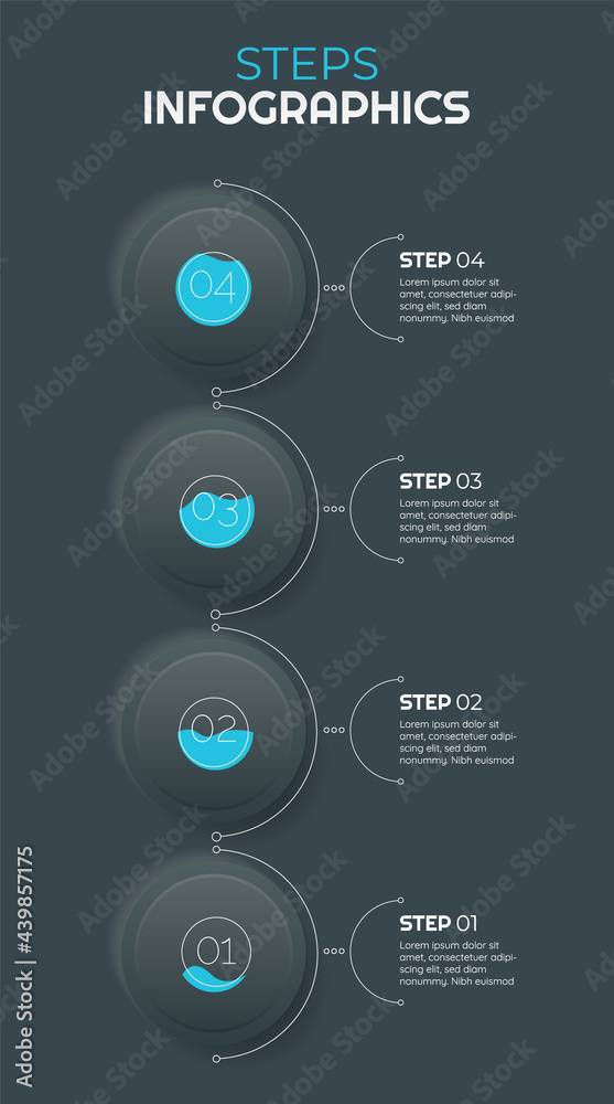 Vector trendy step by step infographics design. Linear and neomorphism Vector trendy step by step infographics design. Linear and neomorphism
