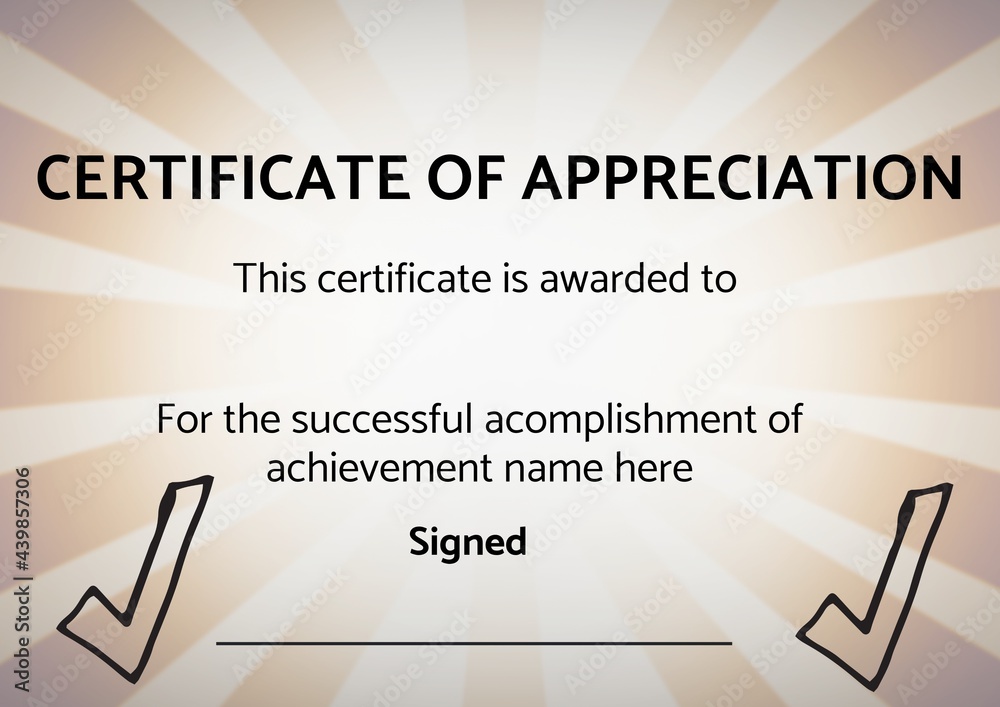 Fototapeta premium Template of certificate of appreciation with copy space against orange radial background