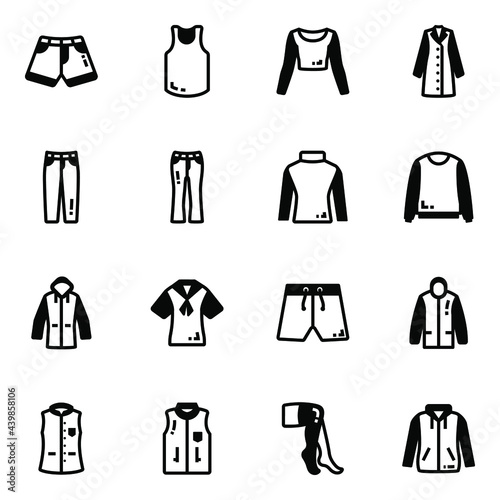 Pack of Garments Glyph Icons 

