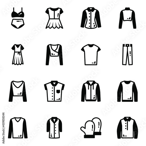 Pack of Garments Glyph Icons   