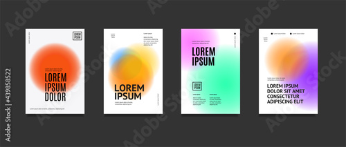 Minimalist Posters Set with Gradient Shape Patterns. Vector