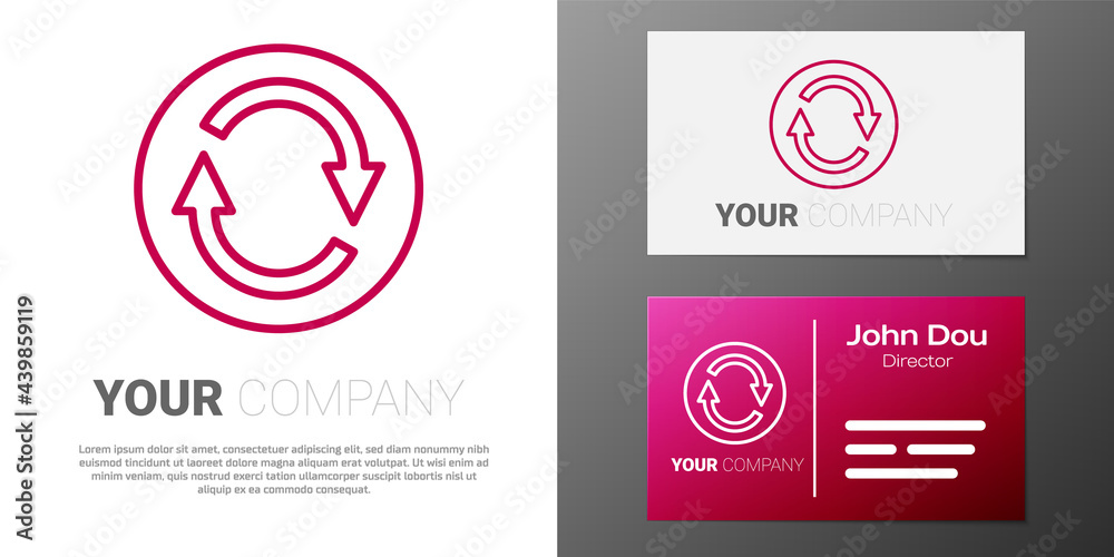 Fototapeta premium Logotype line Recycle symbol icon isolated on white background. Circular arrow icon. Environment recyclable go green. Logo design template element. Vector