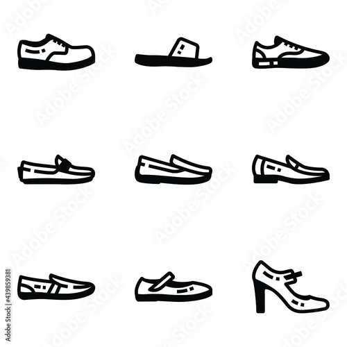Pack of Shoes and Sandals Glyph Icons