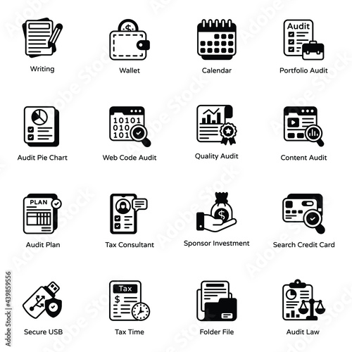 Pack of Business Reports Solid Icons 


