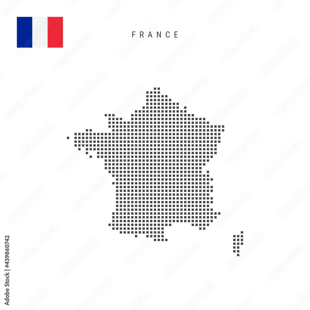 Square dots pattern map of France. French dotted pixel map with flag. Vector illustration Square dots pattern map of France. French dotted pixel map with flag. Vector illustration