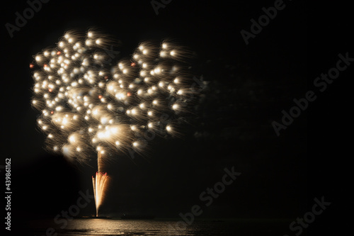 art of fire works in the sea, look like a tree, Thailand photo