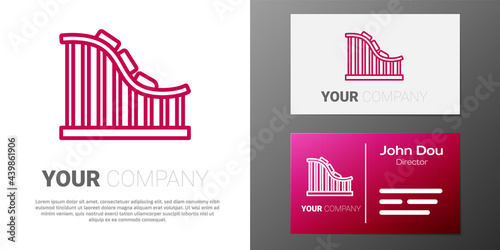 Logotype line Roller coaster icon isolated on white background. Amusement park. Childrens entertainment playground, recreation park. Logo design template element. Vector