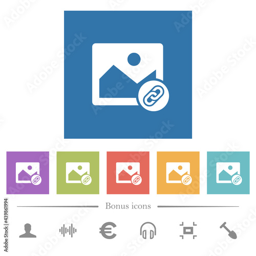 Link image flat white icons in square backgrounds