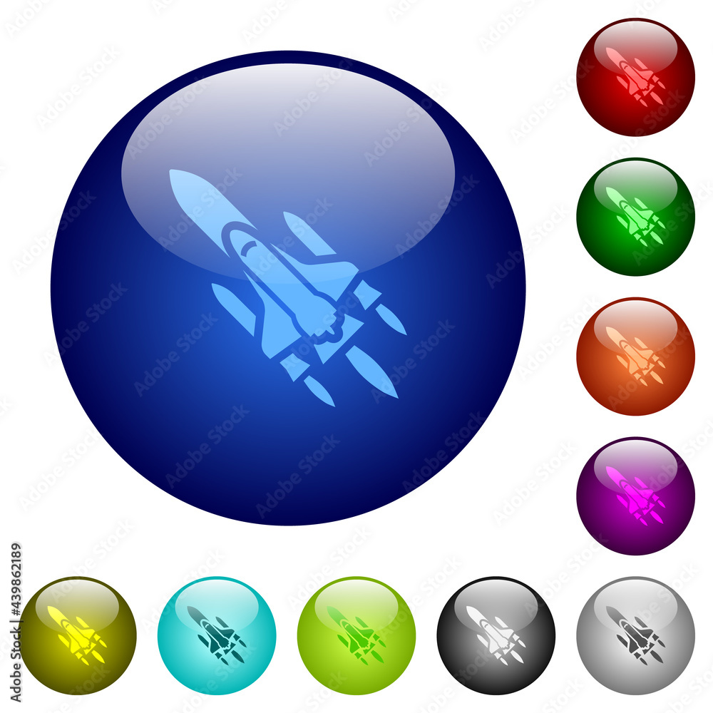 Space shuttle with launchers color glass buttons Space shuttle with launchers color glass buttons