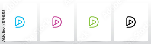 Play Symbol Outline On Letter Logo Design D
