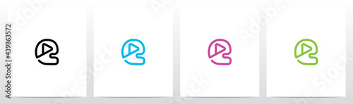 Play Symbol Outline On Letter Logo Design E