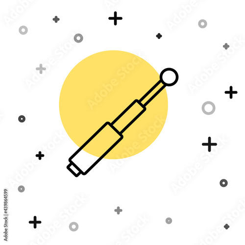 Black line Telescopic baton icon isolated on white background. Random dynamic shapes. Vector