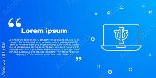 White line Online psychological counseling distance icon isolated on blue background. Psychotherapy, psychological help, psychiatrist online consulting. Vector