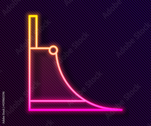 Glowing neon line Skate park icon isolated on black background. Set of ramp, roller, stairs for a skatepark. Extreme sport. Vector