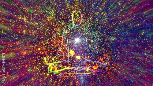 multicolored shimmer of a meditating person photo