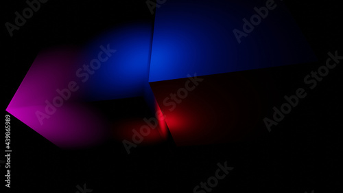 blue red cube abstract geometric background