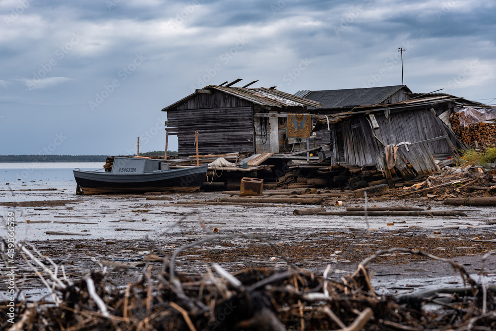 Poor life of fishermen in the village of Rabocheostrovsk. Kem, Russia Poor life of fishermen in the village of Rabocheostrovsk. Kem, Russia